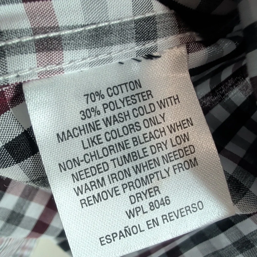 Alfani Gingham Checks Fitted‎ Performance Dress Shirt Multicolor Size L 16.5
